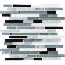 Bliss | Glass & Stone Strips (12x12 Mesh Sheet) Midnight