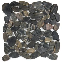 Pacific Beach Pebbles | Sliced (12x12 mesh sheet) Tiger Eye